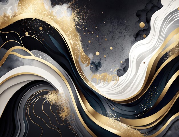 Photo abstract wave lines background marble stone texture background material with elements of semiprecious stones and gold created with generative ai technology