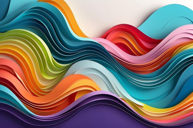 Abstract wave paper cut colorful background