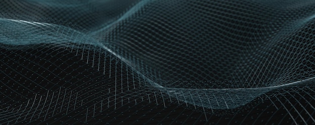 Абстрактный фон частиц волны на 3D-рендеринге