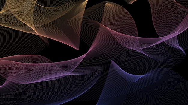 Abstract Wave Pattern in Colorful Gradient on Black Background