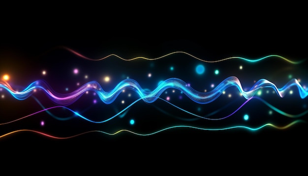 Photo abstract wave pattern glowing in bright blue backdrop generated by ai