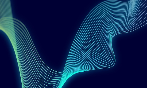 Abstract wave technology background with blue light smooth and flow