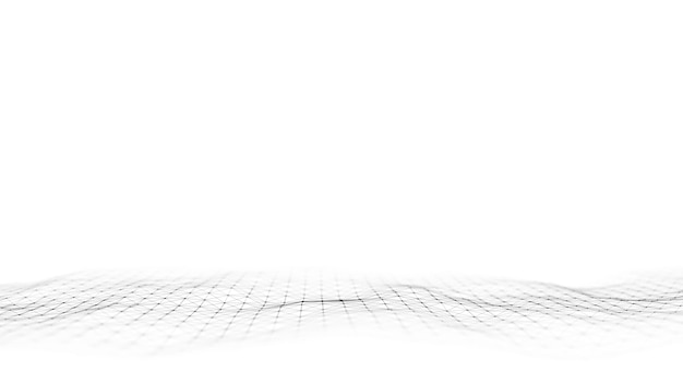 abstract wave with black points and lines on white background science background with moving dots network connection technology digital structure with particles 3d rendering