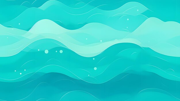 Abstract waves and bubbles pattern on a teal background