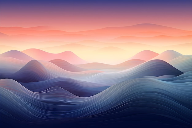 abstract waves and mountains Japanese style background with line wave pattern AI generate