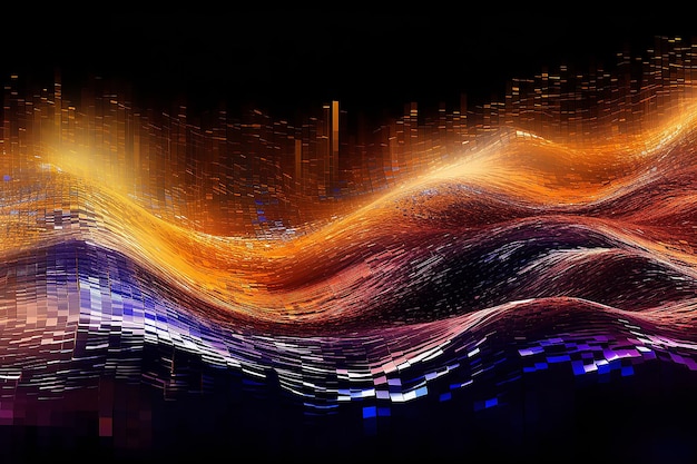 абстрактные волны нейронная сеть пространство многоцветный фон наука футуристическая технология концепция ИИ
