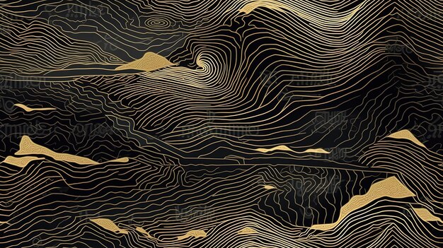 abstract waves with gold