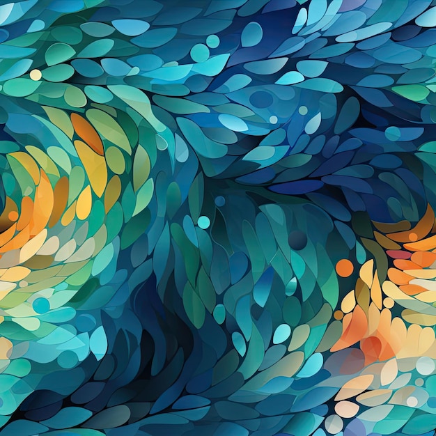 Abstract waves with mosaicinspired realism and attention to texture tiled