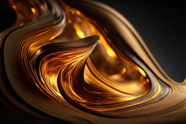 Abstract wavey flow shape made out of beautifully wooden and glass surface.