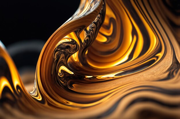 美しい木とガラスの表面から作られた抽象的な波状の流れの形。