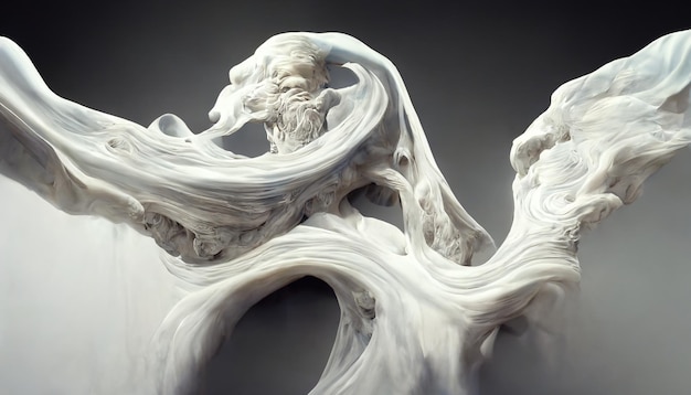 Photo abstract wavey flow shape made out of white marble