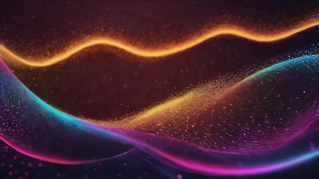 Photo abstract waving particle technology background design abstract wave moving dots flow particles hitec