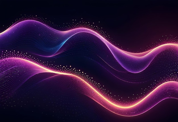 Photo abstract waving particle technology background design abstract wave moving dots flow particles