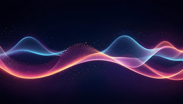 Abstract Waving Particle Technology Background Design Abstract wave moving dots flow particles