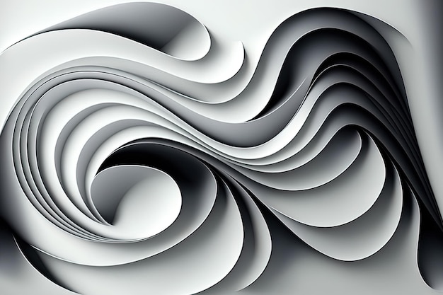 Abstract wavy artwork in gray and white