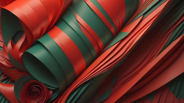 abstract wavy background with red and green elements generative ai