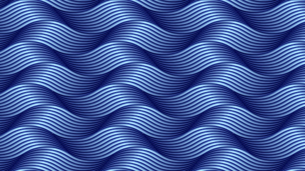 写真 抽象的な波状の青い線の背景
