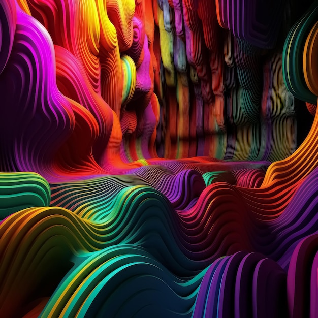 Abstract wavy colorful 3D futuristic background Trendy dynamic design Generative AI