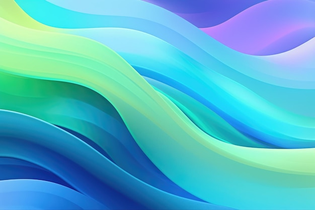 Abstract wavy and colorful gradient background with vibrant light indigo and green colors Generative AI