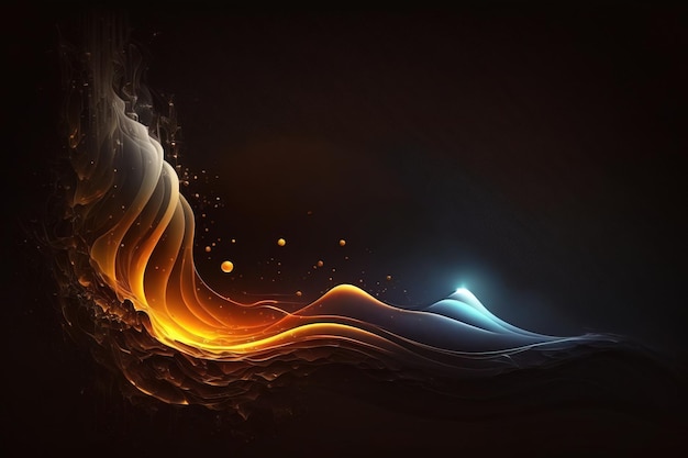 Abstract Wavy and curly gradients light with isolated dark black background