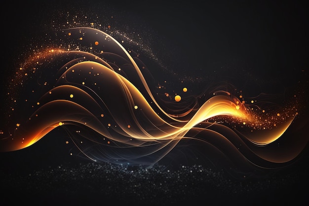 Abstract Wavy and curly gradients light with isolated dark black background