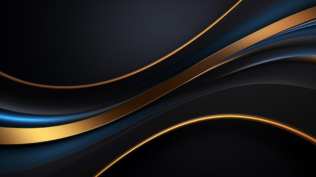 abstract wavy glossy gold and blue background