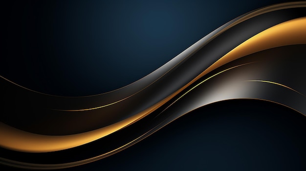 abstract wavy glossy gold and blue background