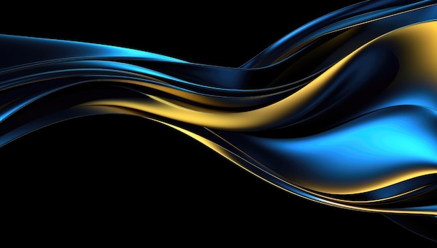 Abstract wavy glossy gold and cyan turquoise background Generative AI