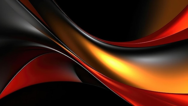 Abstract wavy glossy gold and red background Generative AI