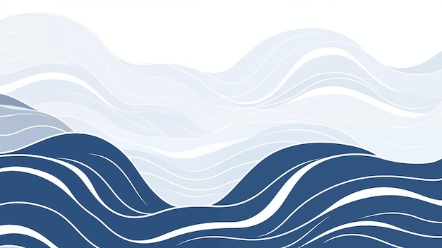 Photo abstract wavy lines in blue and white illustrating ocean motion or soundwaves