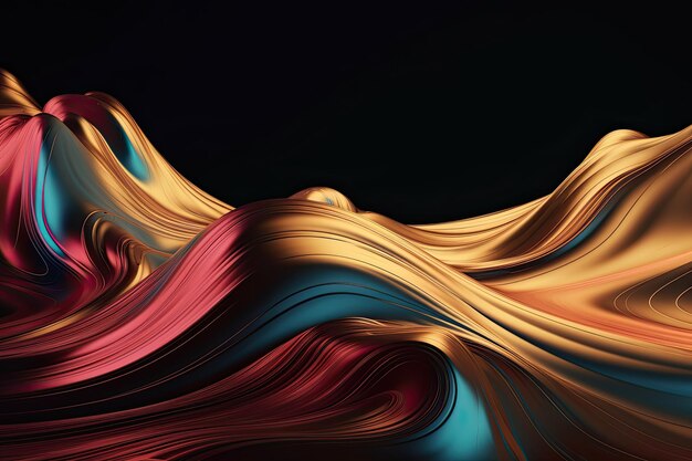 Abstract wavy liquid background in golden and purple color Generative AI