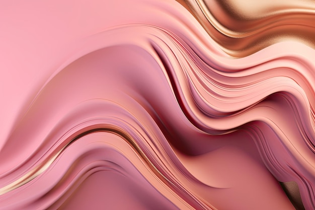 Abstract wavy liquid pink and golden background Generative AI