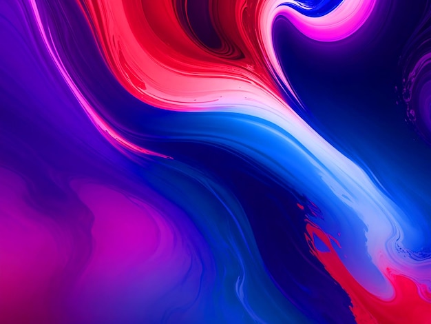 Abstract wavy painting consisting only of shades of red purabsple and blue high quality resolution