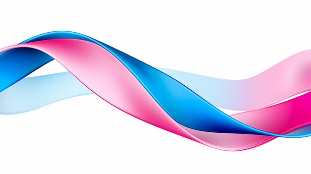 Abstract wavy ribbon shape Pink ribbon on a white background