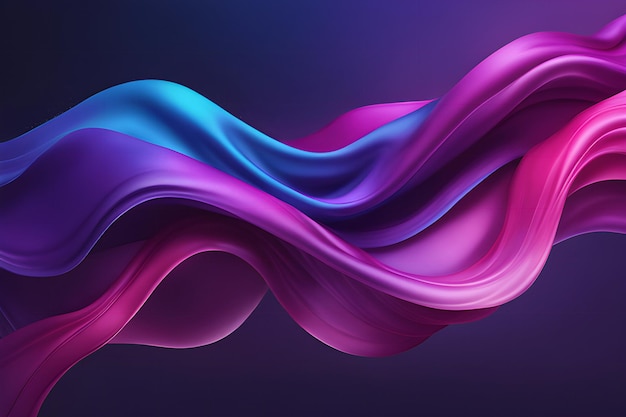 Фото Абстрактная волнистая форма темно-фиолетовый розовый синий цвет градиент фона неоновый цвет поток искусственный интеллект