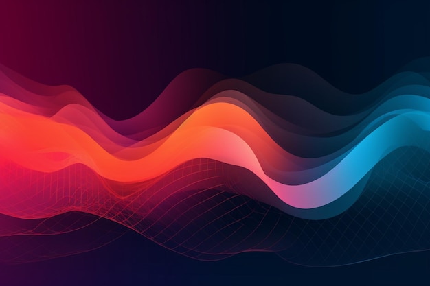abstract wavy shapes with gradient grid wave vector background