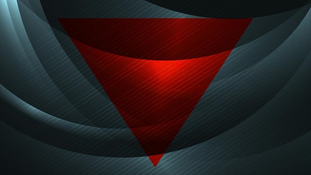 Abstract wavy shiny design with lines and red triangle