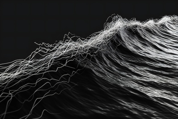 Photo abstract wavy surface with black and white lines