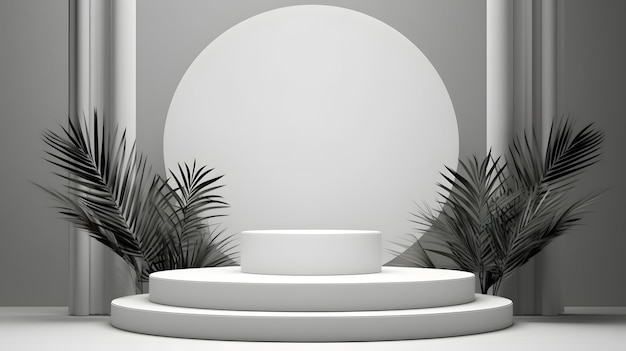 abstract white 3d room with realistic white cylinder