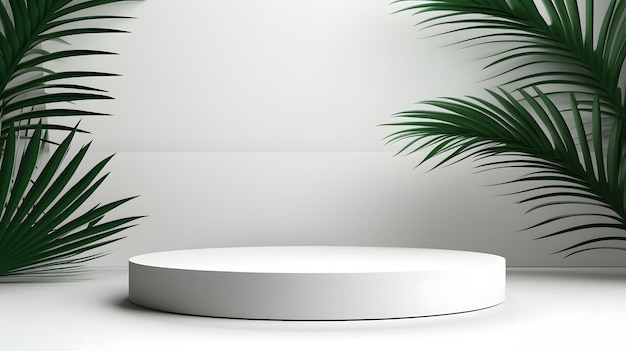 abstract white 3d room with realistic white cylinder