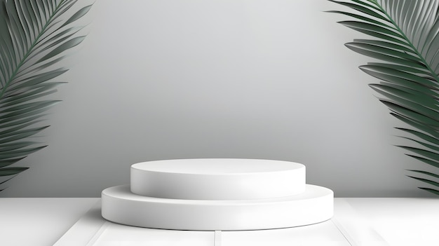 抽象的な白い3D部屋と現実的な白い円筒