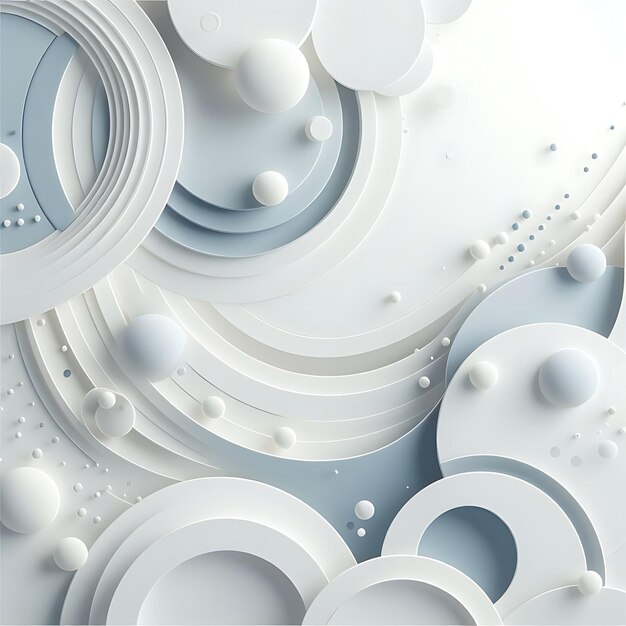 Abstract white 3D shapes background for social media post with different shapes and textures