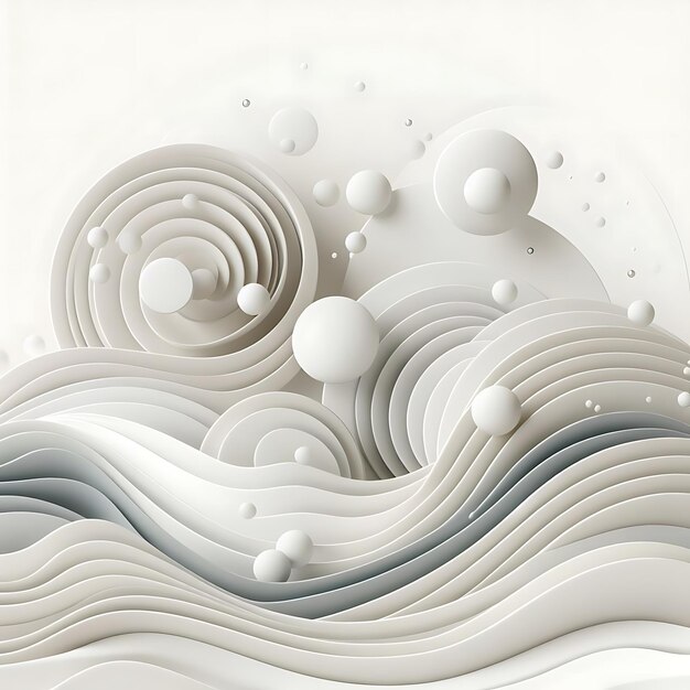 Abstract white 3D shapes background for social media post with different shapes and textures