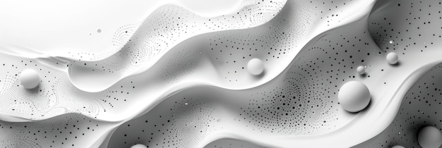 Abstract White 3D Wavy Surface with Spheres