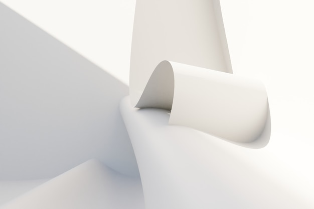 Foto fondo bianco astratto di architettura. rendering 3d. carta da parati geometrica moderna. design tecnologico futuristico