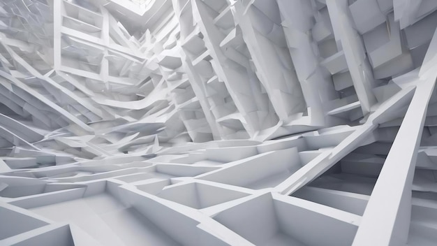 Абстрактный белый архитектурный фон 3D-рендер современных геометрических обоев
