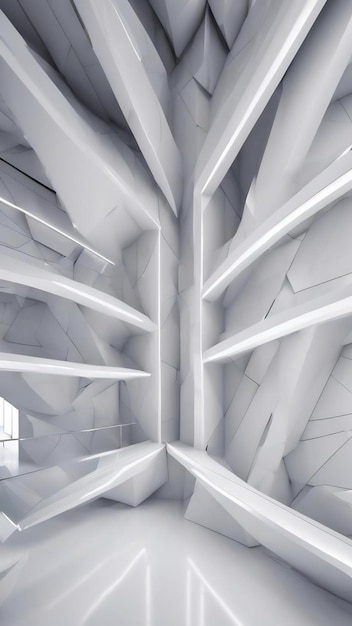 Abstract white architecture background 3d render modern geometric wallpaper