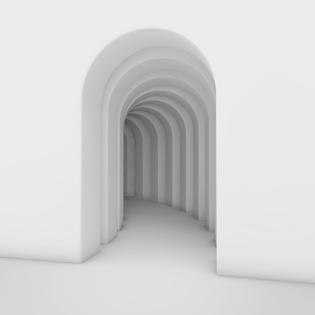 Абстрактная белая арка крайнего крупного плана. 3d рендеринг