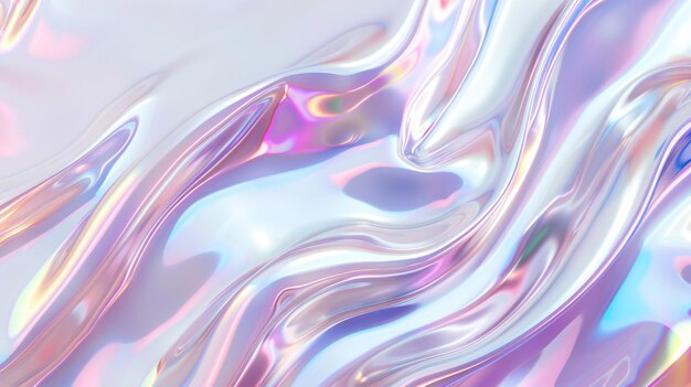 Фото Абстрактный белый фон с голографическим жидким блеском с жидкими формами