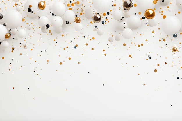 Photo abstract white background with gold and black spheres 3d rendering